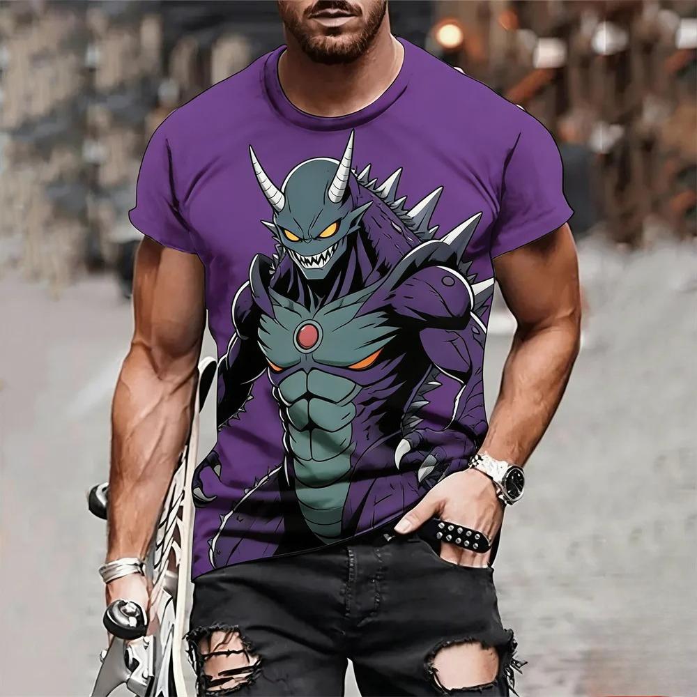 

Man Anime Printed Casual Round Neck T-shirt Fashionable Comfortable Soft Breathable Minimalist Daily Large Loose T-shirt 6XL