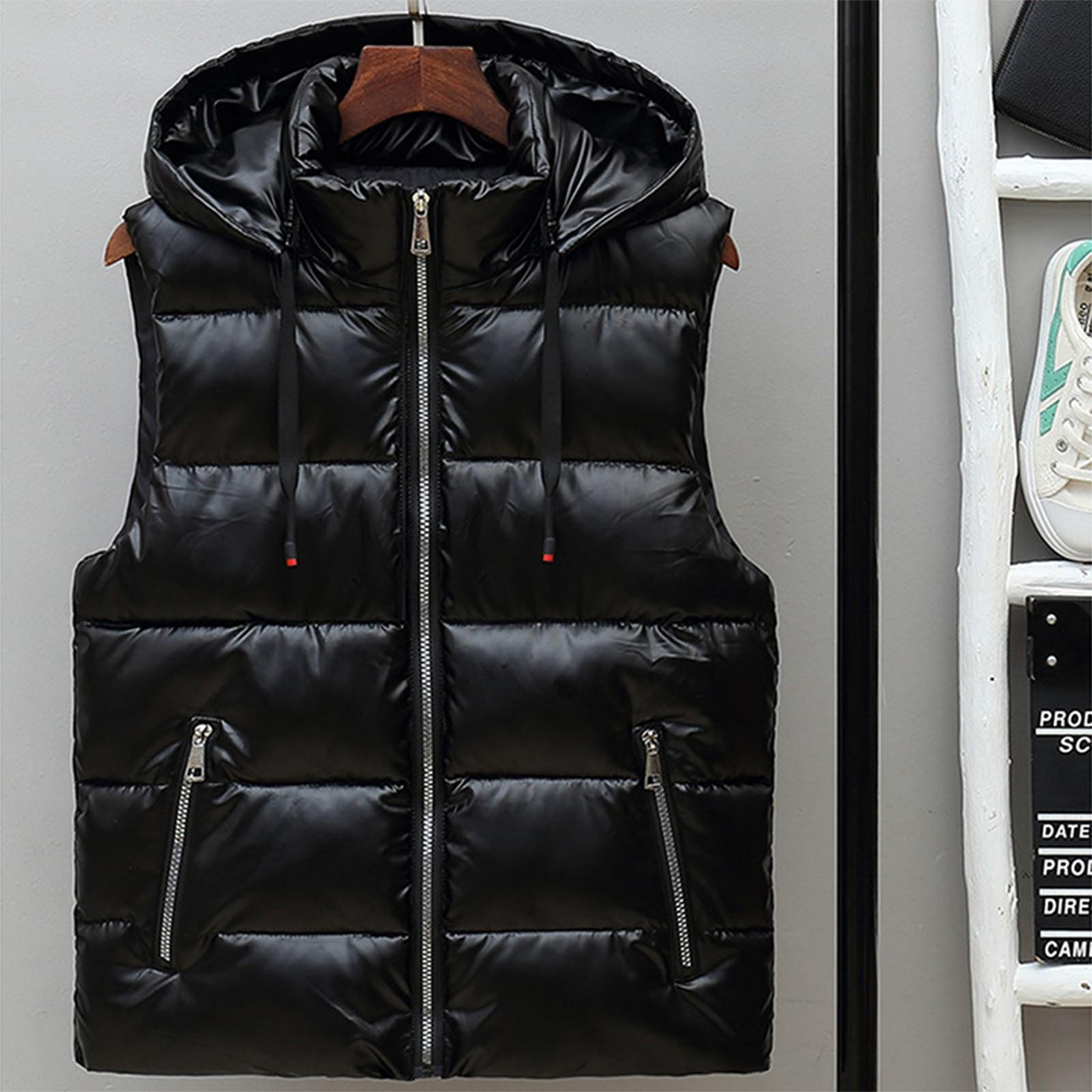 

Хлопковый жилет, мужской осенне-зимний утолщенный теплый жилет с капюшоном, цветной жилет с вышивкой XXL чёрный