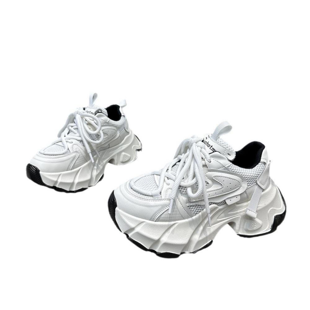 New Spring Women High Platform 6CM Casual Sneakers Lace-up Chunky Sneakers Korean All-match Designer Street Shoes Woman