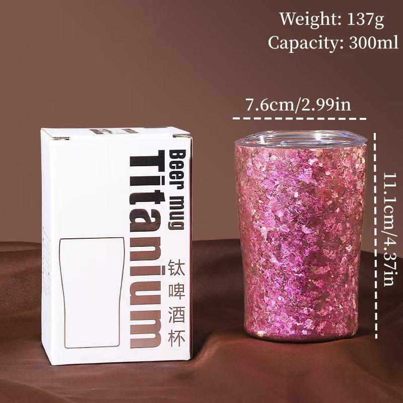 Stylish Pure Titanium Double-Wall Beer Mug Office Lightweight Travel Coffee Cup Car Portable Straw Insulated Cup Titanium Cup