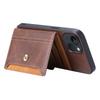 For iPhone 15 Plus Kickstand Card Holder Phone Case Calf Texture PU Leather+TPU Anti-Scratch Cover