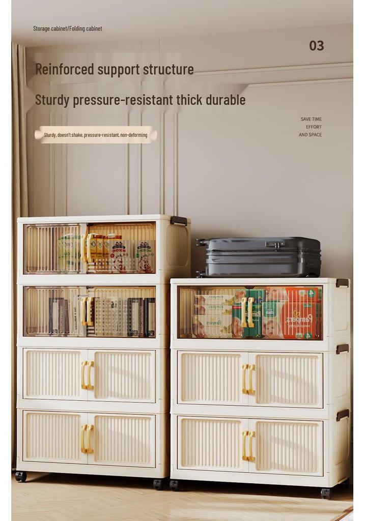 No-Install Multi-Layer Storage Cabinet for Baby & Kids - Folding Plastic Wardrobe & Snack Shelf