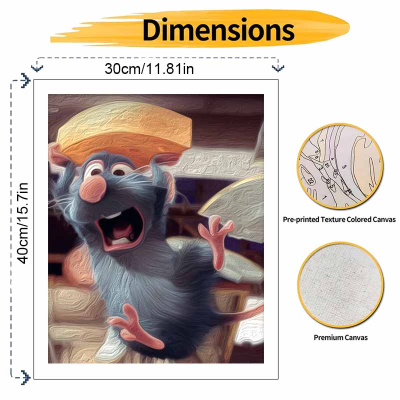 Disney Digital Oil Painting Ratatouille Remy Holding Cheese Painting Art Handmade Diy Gift Home Decoration