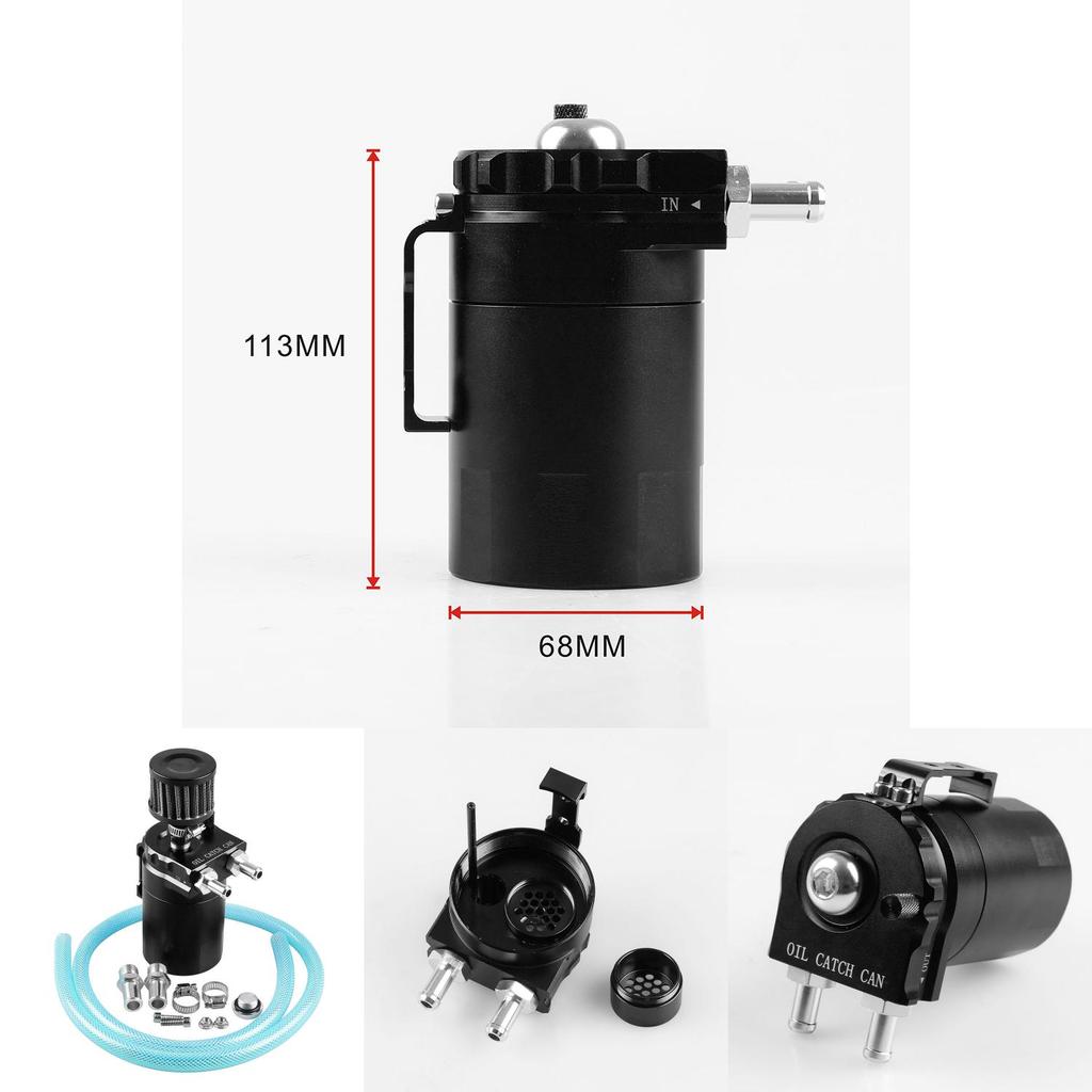 Engine Cylinder Aluminum Catch Reservoir Breather Can Black With