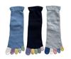 Yoga Loose Elastic Cotton Set Women's Five-Toe Socks, Sports, Non-Slip, Socks, Fit, Cuffs, Blend, 3-Pair (Colors Available)