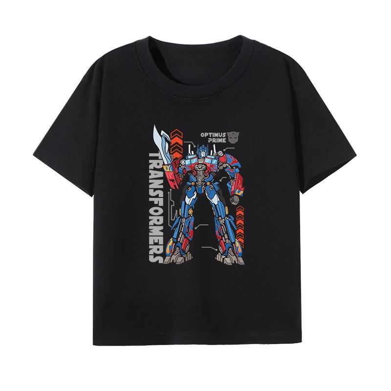 2026 Summer Transformers Autobots Pattern 100 Cotton Printed Hasbro Brand Childrens TShirt Loose Comfortable and Breathable