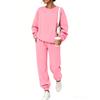 Unisex Solid Color Tracksuit Set - Long Sleeve Crewneck Sweatshirt & Jogger Pants, Casual Streetwear Two-Piece Outfit 