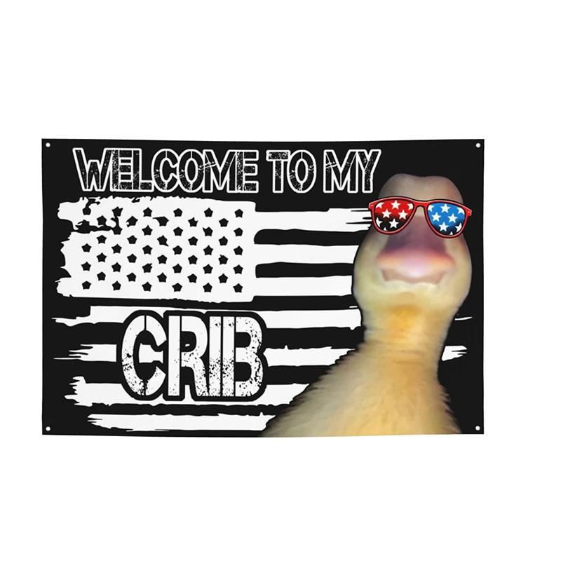 

Interesting Flags Welcome To My Crib Duck Tapestry Flags Festive Home Parties Wall Coverings Dormitory Home Decor 74x94cm(29x37in)