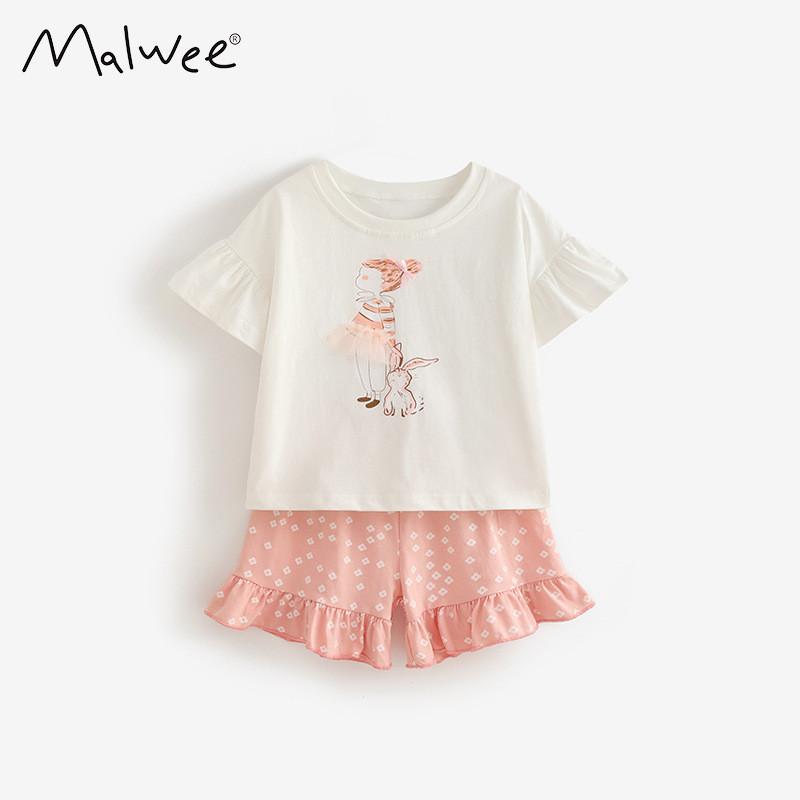 Mädchen Sommer Outfit Zweiteilig Baumwolle Kurzarm Hose Set Für Kinder 3-8 Jahre