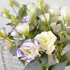 3 Heads Artificial Flower Bouquet Faux Silk Eustoma Lisianthus Flower with Long Stem Fake Floral Arrangement for DIY Wedding Bouquet