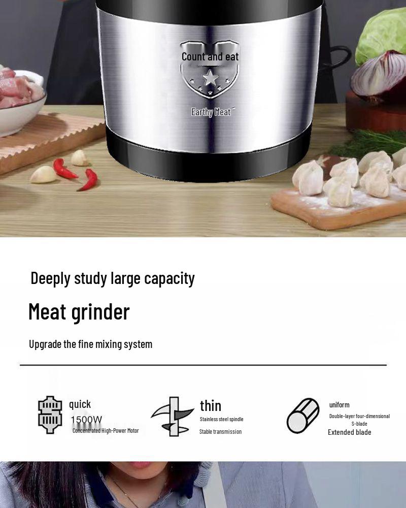 High Power Stainless Steel Electric Meat Grinder & Multifunctional Mixer for Home and Commercial Use