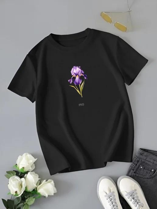 Oversized T-shirt with floral print M