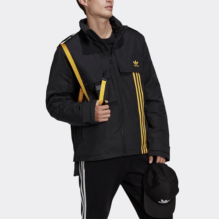 Adidas Originals Trefoil Utility Down Jacket With Windproof Stand Collar Men Outerwear Black GJ6738