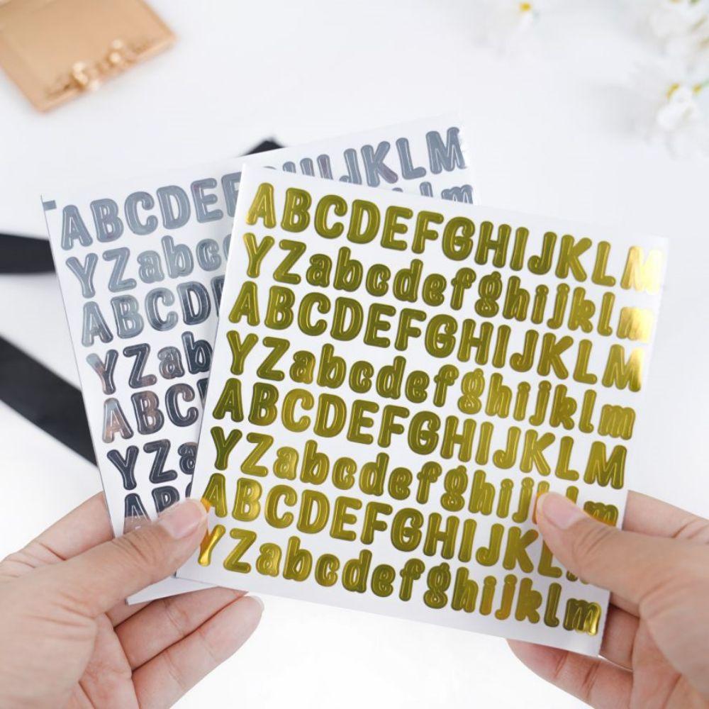 5Pcsset 0.5 Inch 26 Alphabet Planner Stickers Waterproof Gold Silver Color Diy Letter Decorative Sticker For Kids Cup Laptop