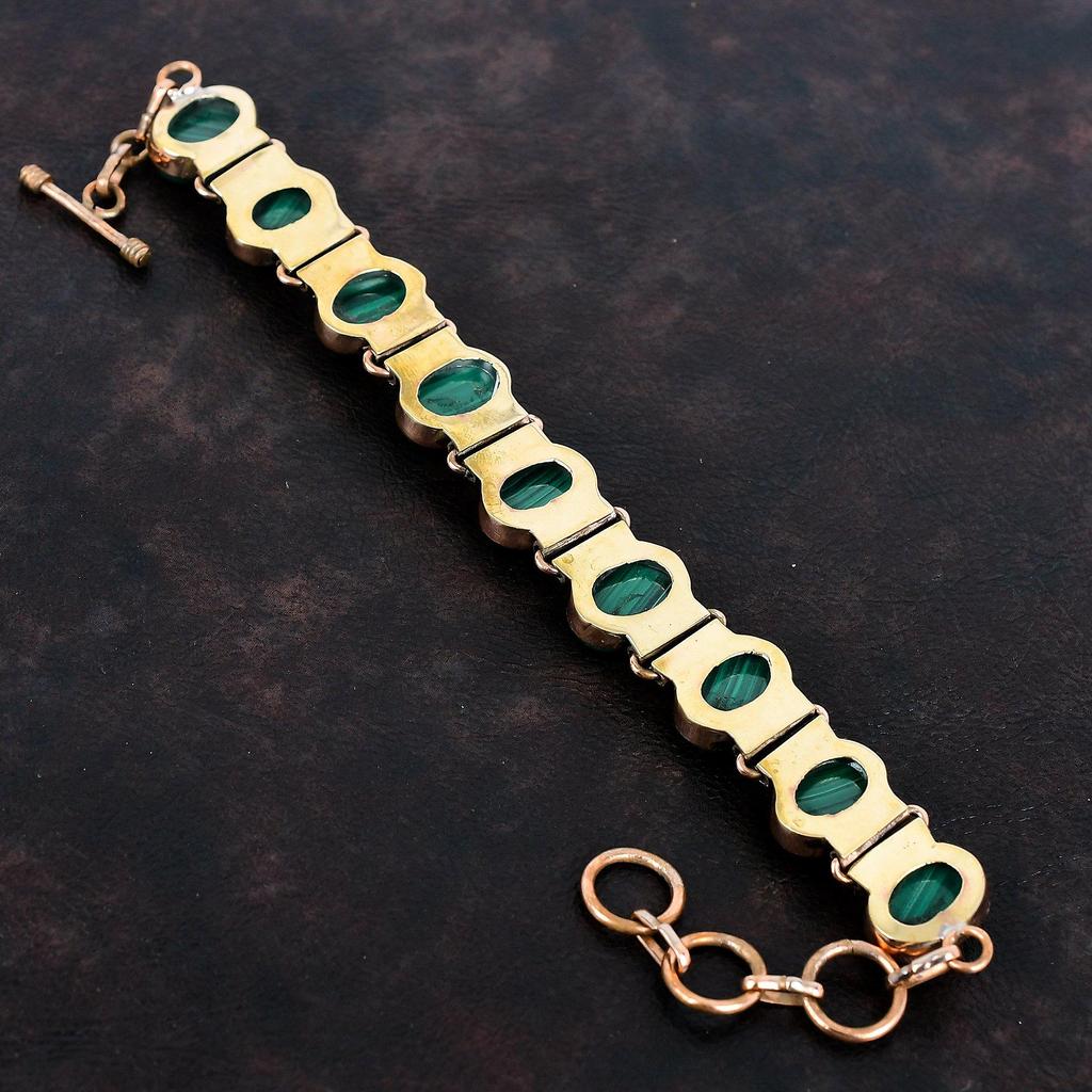 Malachite Bracelet Copper Bracelet Handmade Gemstone Jewelry Adjustable Chain Bracelet Birthstone Bracelet Copper Jewelry Anniversary Gifts