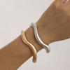 SHIXIN 2Pcs/Set Punk Irregular Wave Open Bangles for Women Luxury Geometry Round Large Gold Color Cuff Bracelet Hand Jewelry New