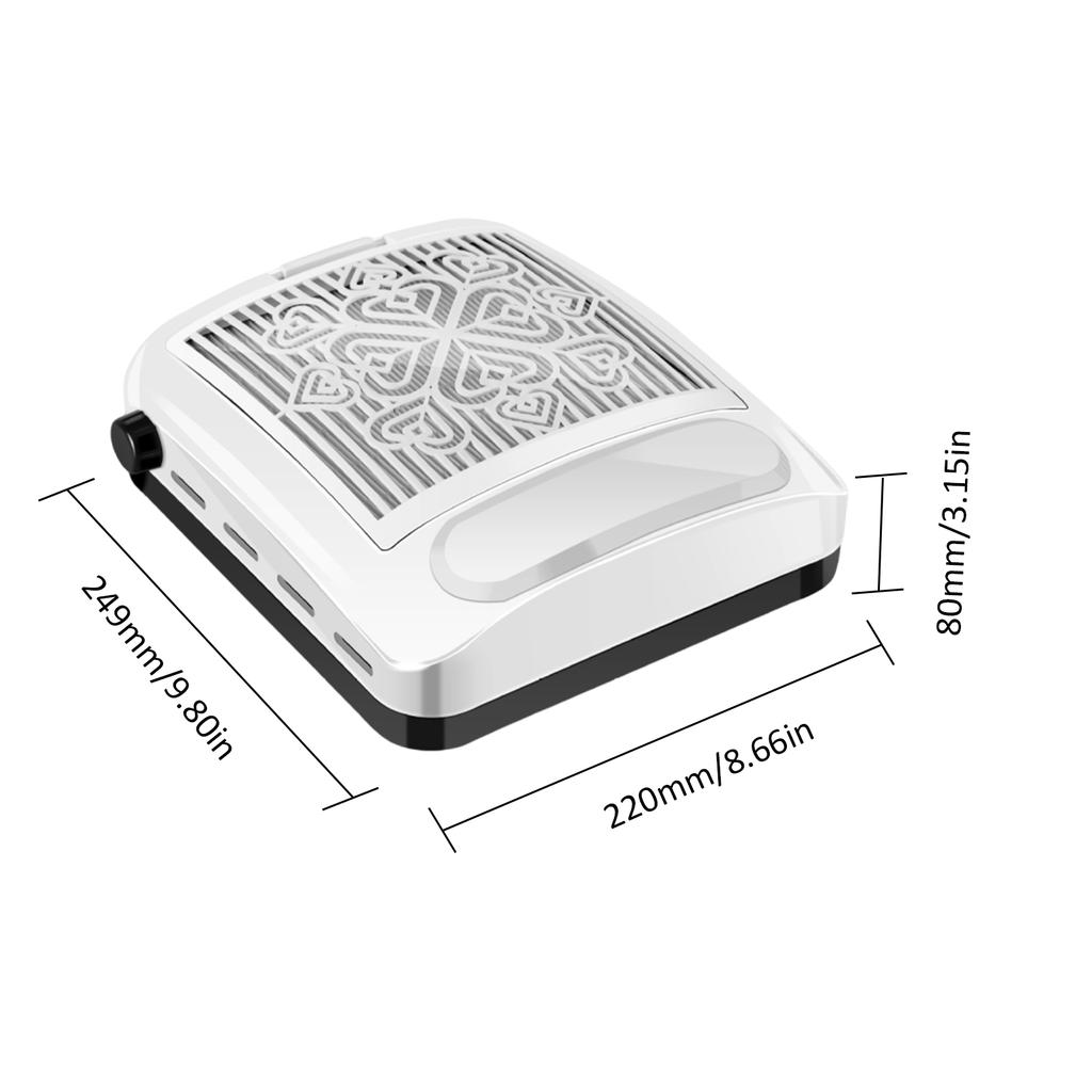 Odsavač prachu na nehty Výkonný odsavač prachu na nehty Vakuový odsavač prachu Nastavitelný sací výkon pro manikúru bez prachu