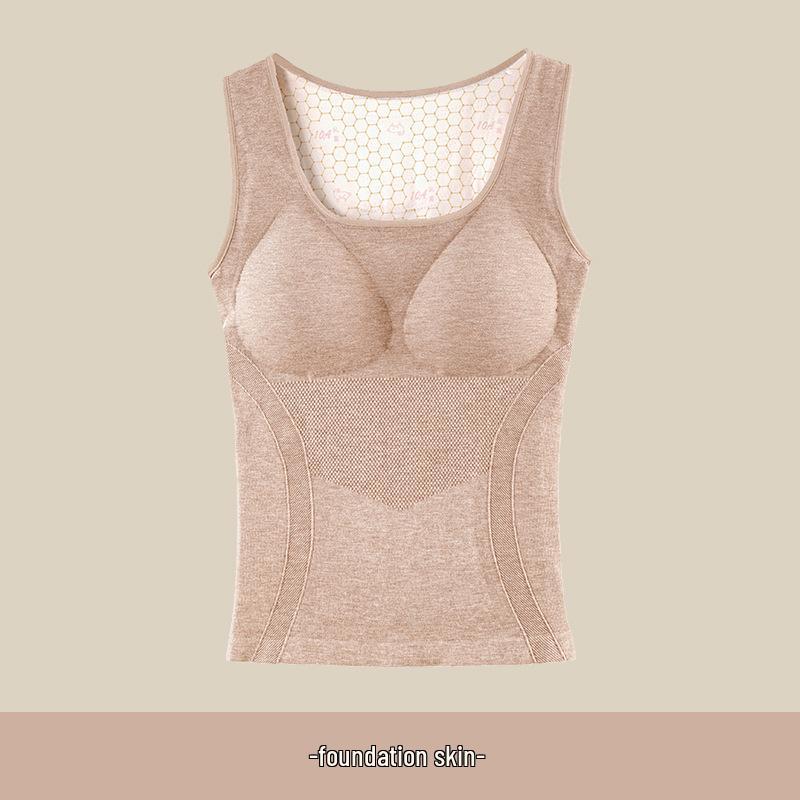 Women's Breathable Warm Vest with Chest Pad - Jelly Strip Lift Base Layer Undershirt