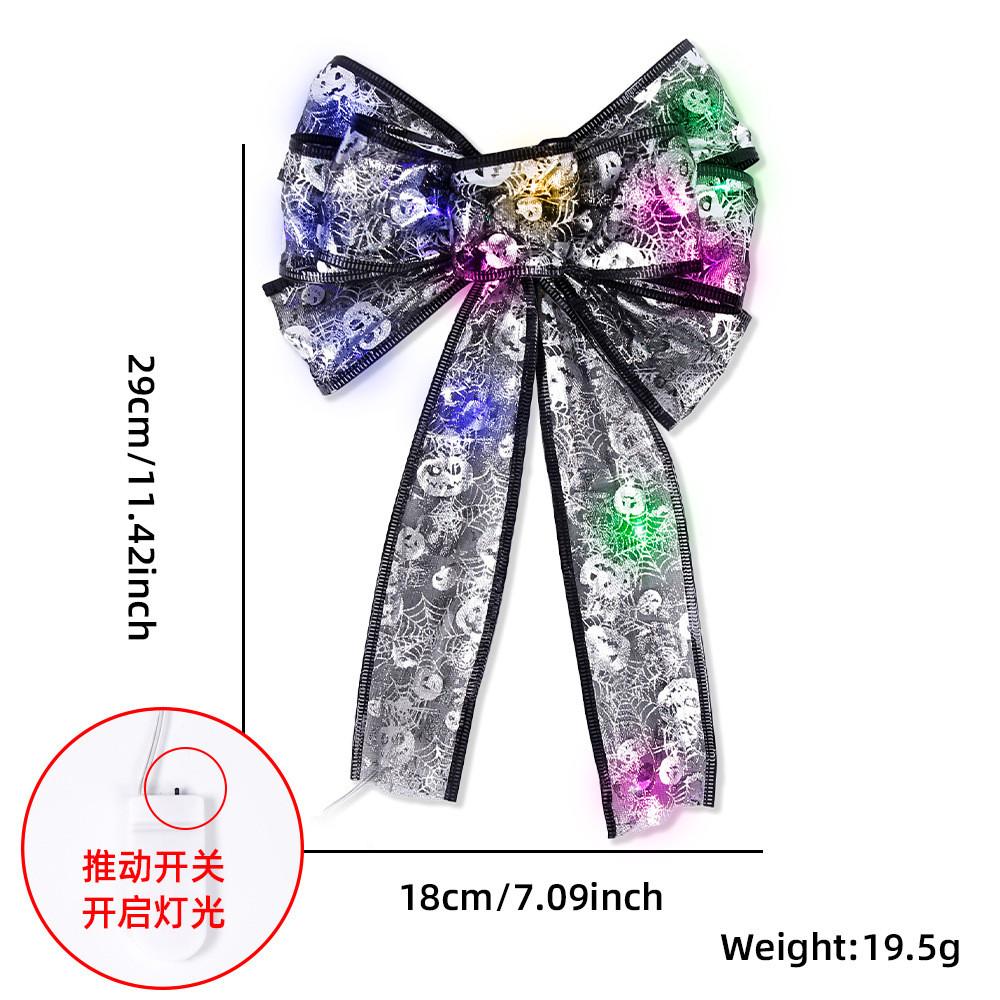 Halloween Stunning Bow Decoration With Glowing Skeleton And Pumpkin Designs For Parties Festive