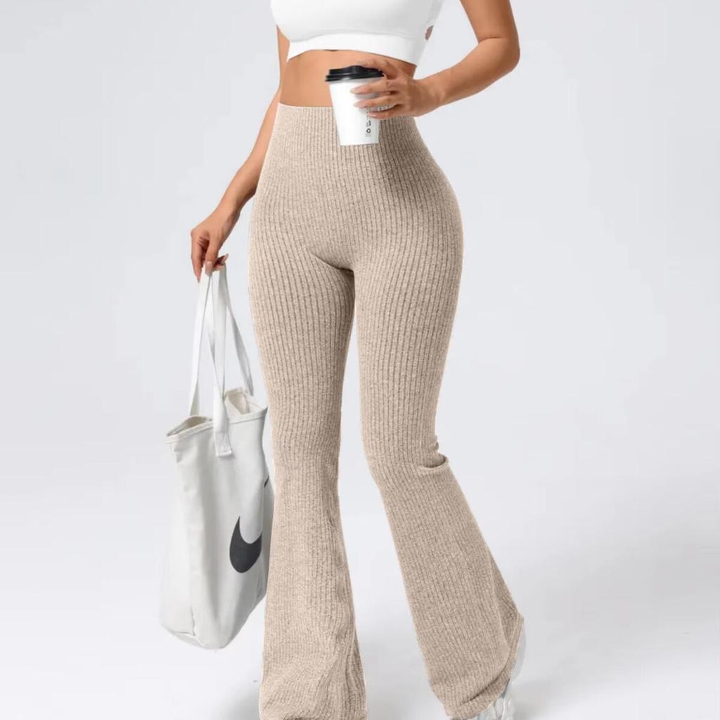 Women's High-Waist Bell Bottom Pants Sporty Tight Fit Comfortable Elastic Design Ideal for Exercise And Daily Wear