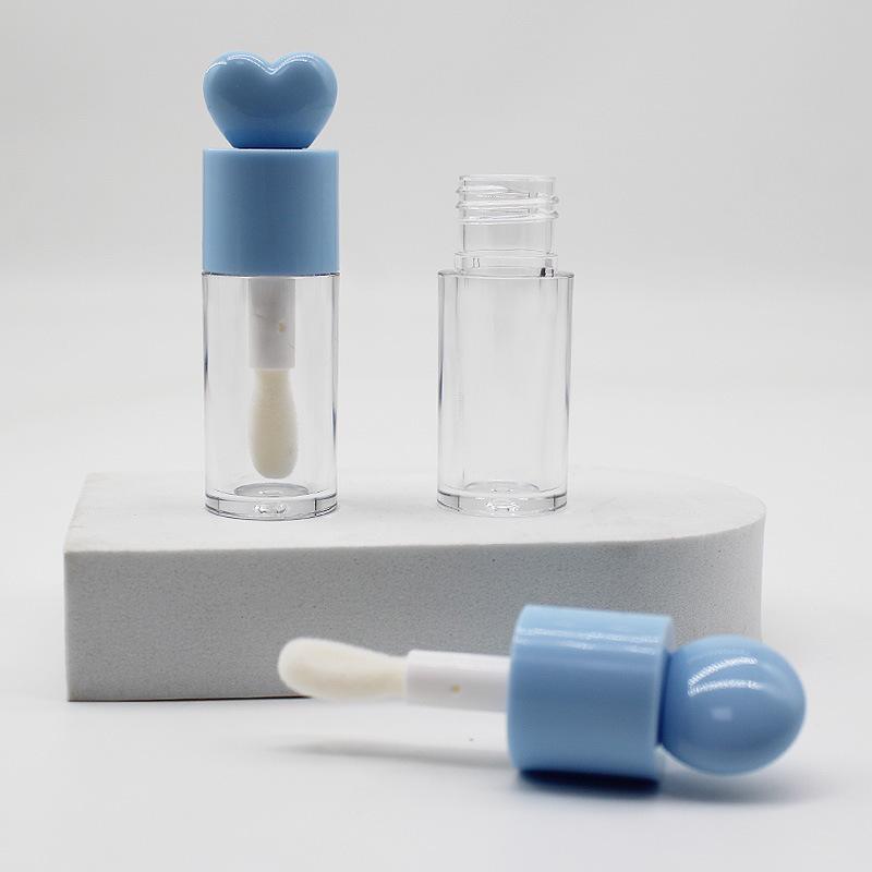 Tube de gloss à lèvres en forme de cœur, 4 ml - Flacon à rouge à lèvres sphérique transparent pour transvaser le baume à lèvres