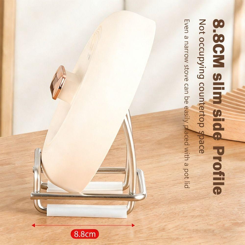 Stainless Steel Cutting Board Holder Rustproof Space Saving Chopping Board Organizer Anti-slip Draining Water Pot Lid Rack