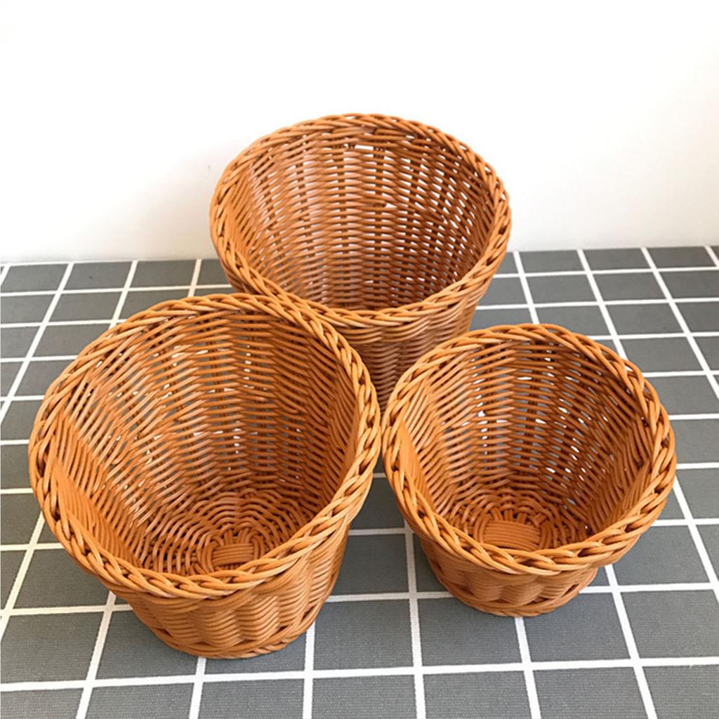 Rattan Fruit Baskets Storage Basket Woven Serving Basket Decorative Baskets for Kitchen Counter Organizer Easter Party Supplies