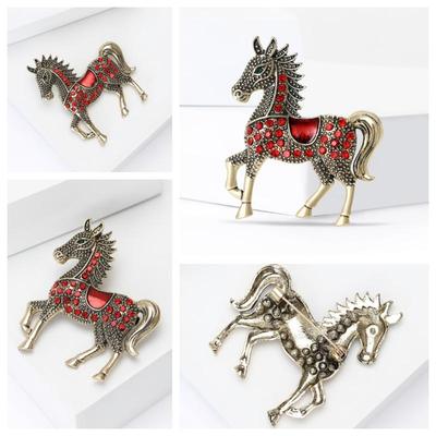 For Women Zodiac Animal Lapel Pins Casual Party Accessories New Year Gifts Friends Classic Rhinestone Horse Brooches