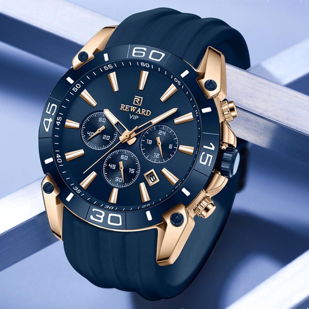 Men Silicone Quartz Mens Watch Multi Functional Waterproof Luminous Calendar Chronograph Watches