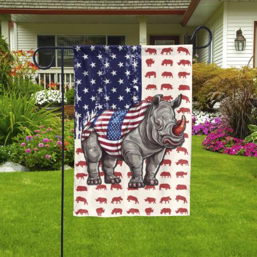 Patriotic Rhinoceros July 4th Garden ag, American Freedom Day, July 4th ag WWV AAL WZZ
