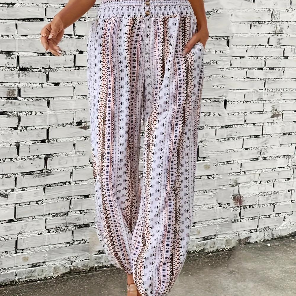 Spring and Summer Women's Wear Loose and Slimming Printed Casual Pants with A Drape and A Stretchable Waist