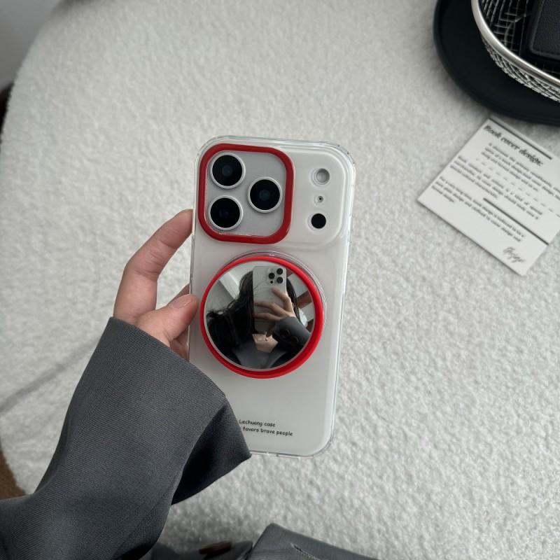 Magnetic Snap-on Phone Case With Mirror Kickstand IPhone 17 Pro Max 16 15 14 13 Drop Protection Soft TPU Gel Cover