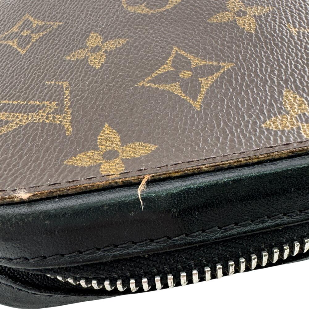 LOUIS VUITTON M61506 Round zip wallet Monogram macacer leather Zippy XL business bag Brown leather Used