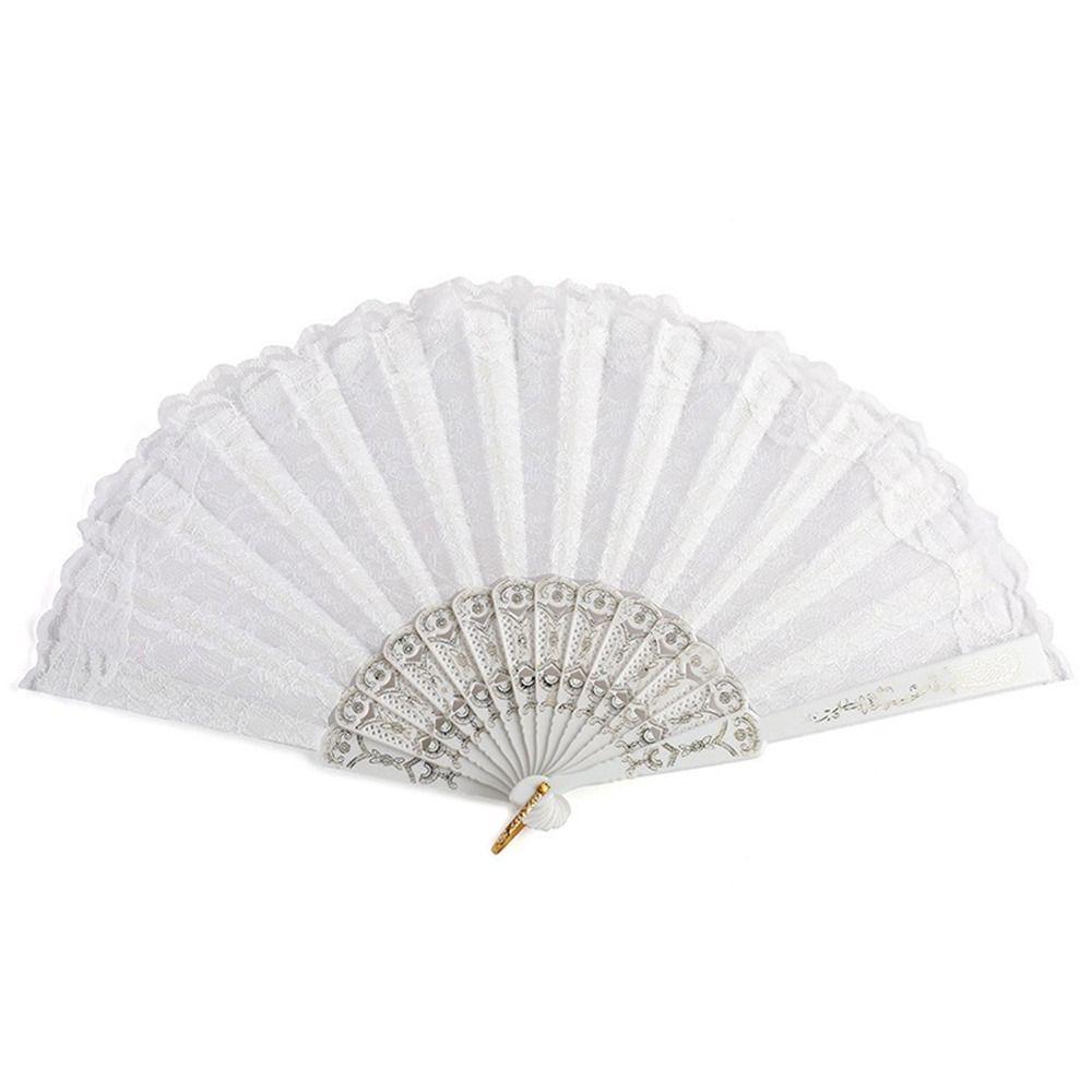 Lace Design Folding Fan Floral Pattern Handheld Fan Vintage Lace Hand Fan Party