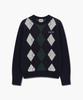 Malittepeulangsowajeobeo Argyle Jqd Knit Pullover Navy