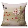 Chinese Style Vintage Ink Painting Lotus Pattern Throw Pillow Cover Classical Luxury Cushion Cover Sofa Decoration Pillowcase