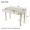 Metal Legs Dressing Table with Drawers Large Capacity Ergonomic Handle Easy To Assemble Home Makeup Vanity Table Bedroom Furniture