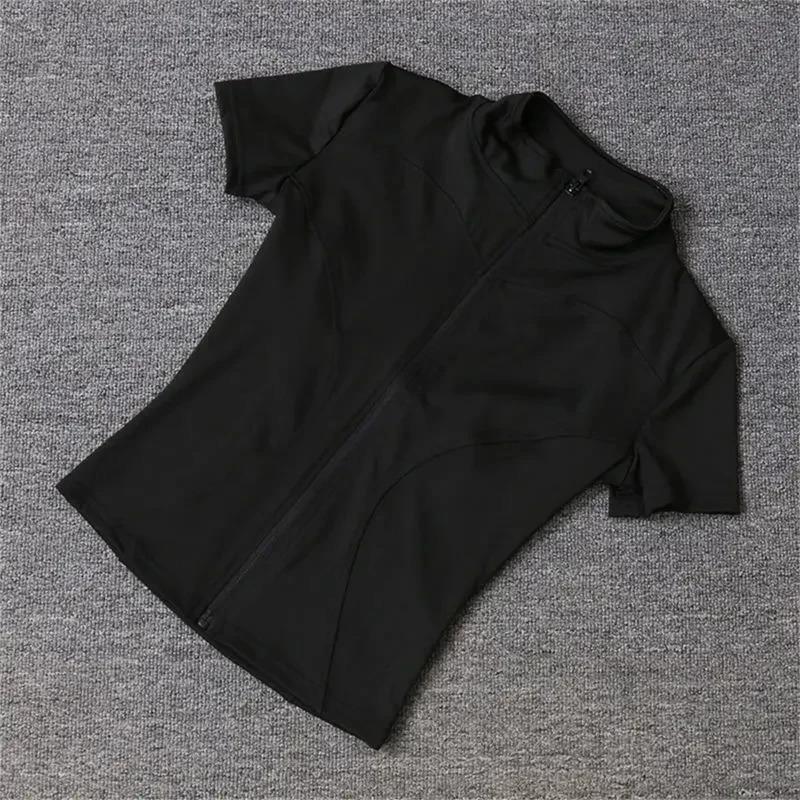 Casual Slim Sports Coat Women Short Sleeve Solid Zipper Cycling Running Yoga Outfit Clothes Summer Sport Jacket