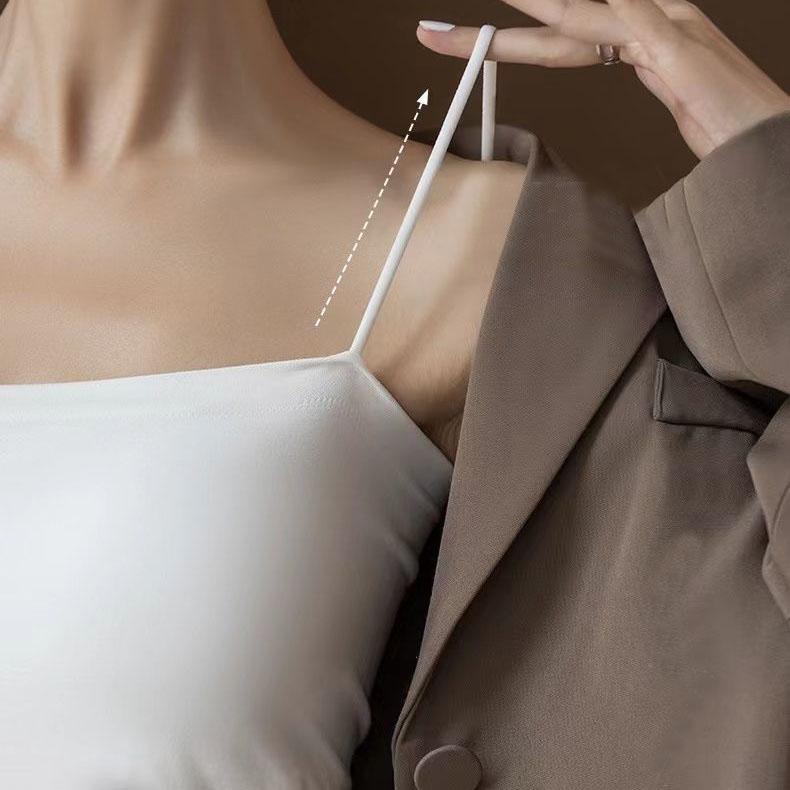 Strap with Chest Pad Vest Suspender with Thin Shoulder Strap Bra Underwear Sleeveless Top Female Slim Solid Color Tank Top
