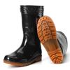 Medium Tube Rain Shoes Men's Black Work Waterproof Shoes Medium Top Three-proof PVC Rain Boots Rubber Shoes