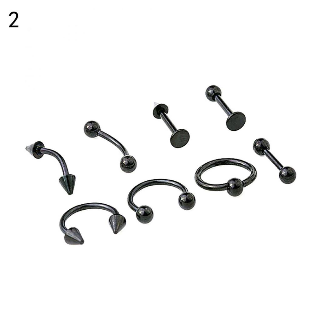 ink2055 8Pcs Mixed Style Lip Tongue Eyebrow Nose Ring Barbell for Women Body Piercing Jewelry Decor ink2055 8Pcs Mixed Style Lip Tongue Eyebrow Nose Ring Barbell for Women Body Piercing Jewelry Decor