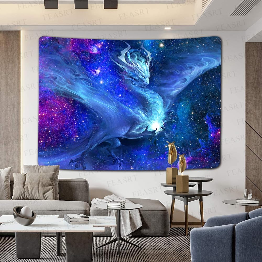 FEASRT Fantasy Dragon Tapestry Galaxy Tapestry Wall Art Decor for Bedroom Living Room Apartment Dorm Decorations Wall Hanging Tapestries 60x40 Inch