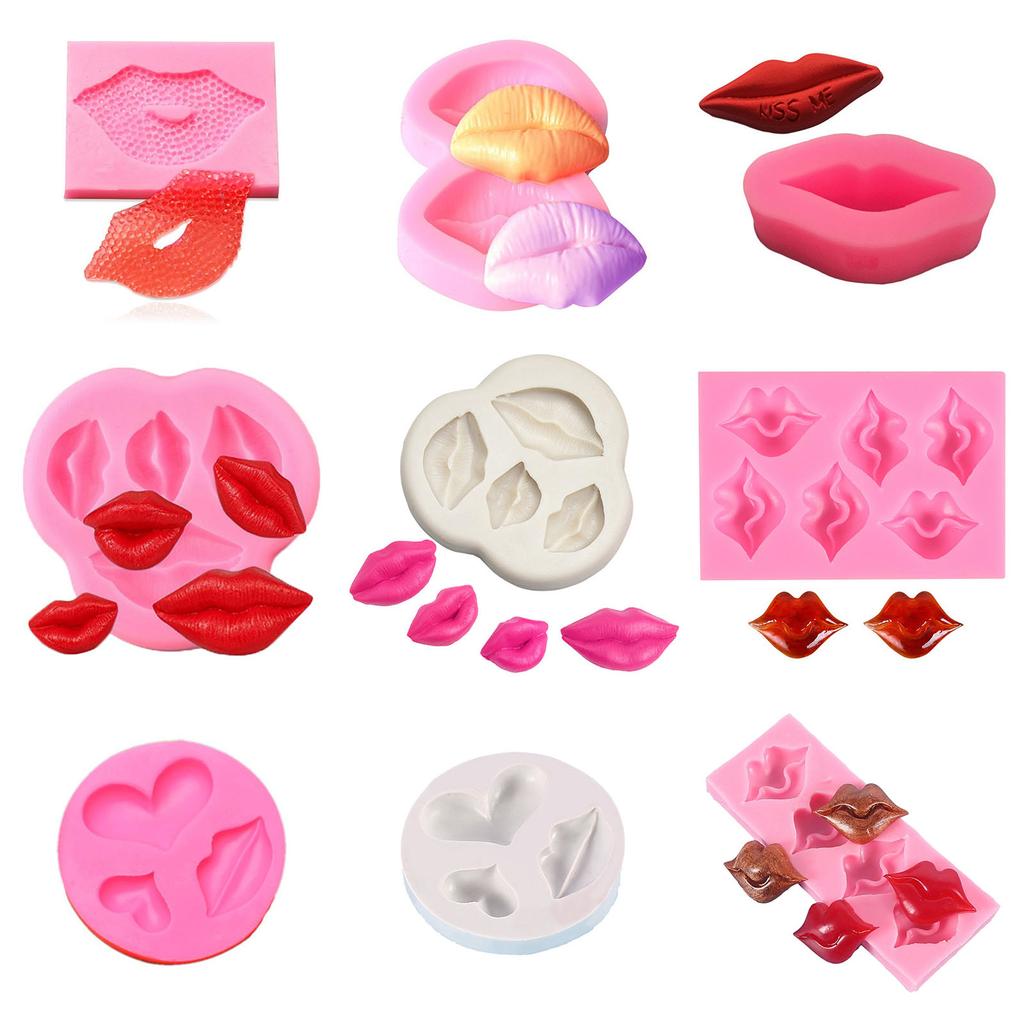 Silicone Mold Chocolate Red Lip Shape Fondant Cake Candy Biscuits Moulds DIY Baking Decorating Tool for Dessert Cake
