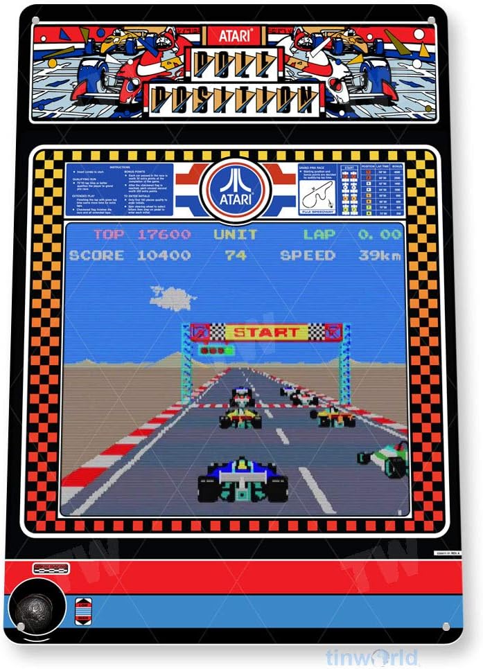 Tinworld TIN Sign C Pole Position Classic Retro Racing Arcade Game Marquee Console Sign 20x30cm（7.8x11.8inch）