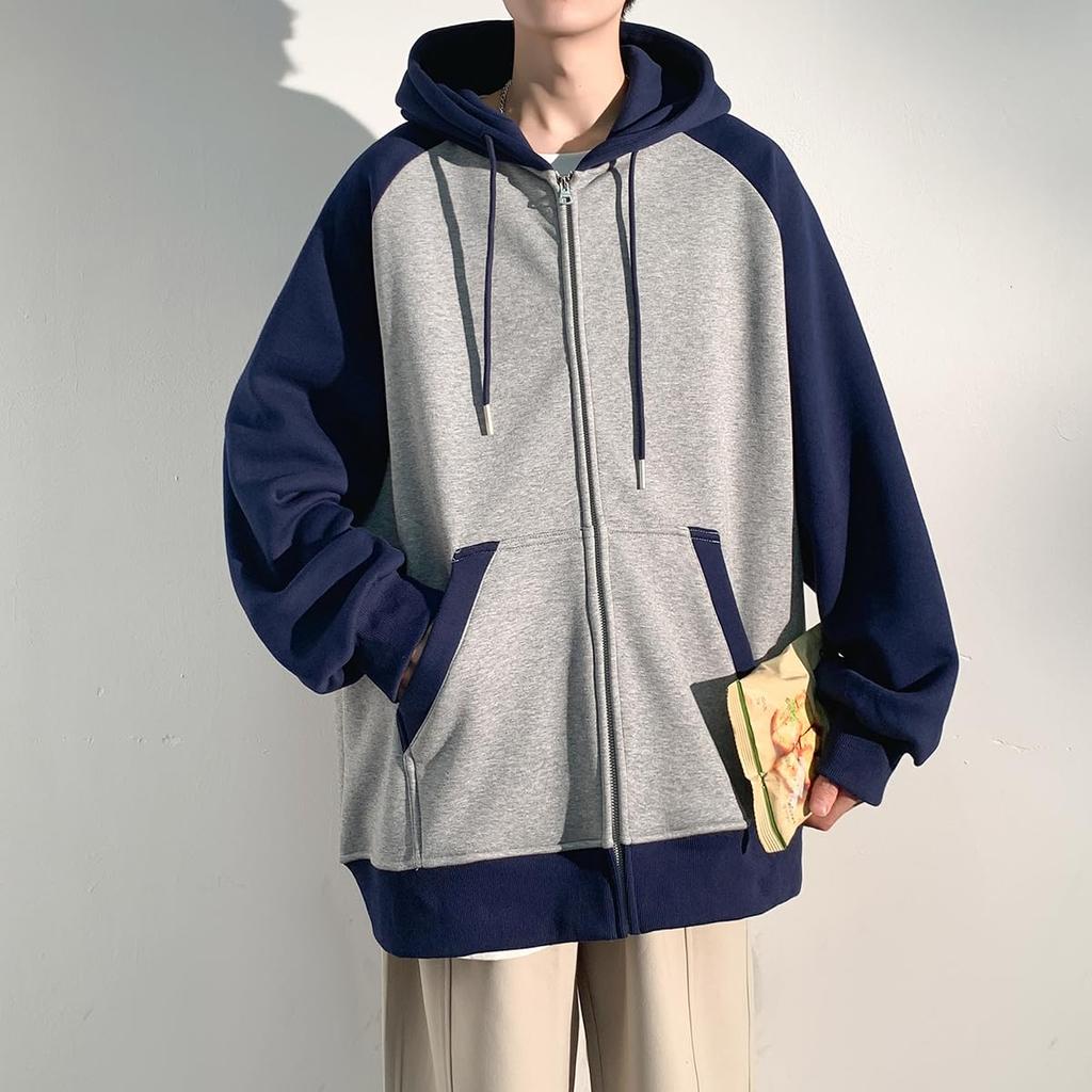 Fasshonrida Raglan Plus Sizes Stylish Hoodie with Lightweight Color Size M Men's Full-Zip Hoodie, Fall/Winter Sweatshirt, Available, Zip-Up Hood,