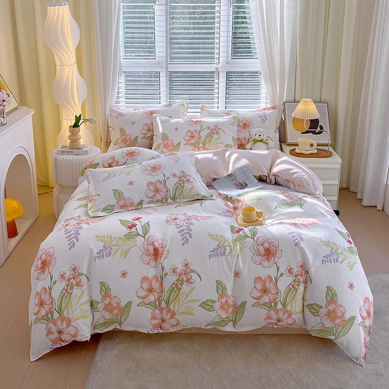 Flower Botanical Duvet Cover Set 3pcs Floral Bedding Set for Kids and Adults Comforter Covers Pillowcases, Washable Home Textil