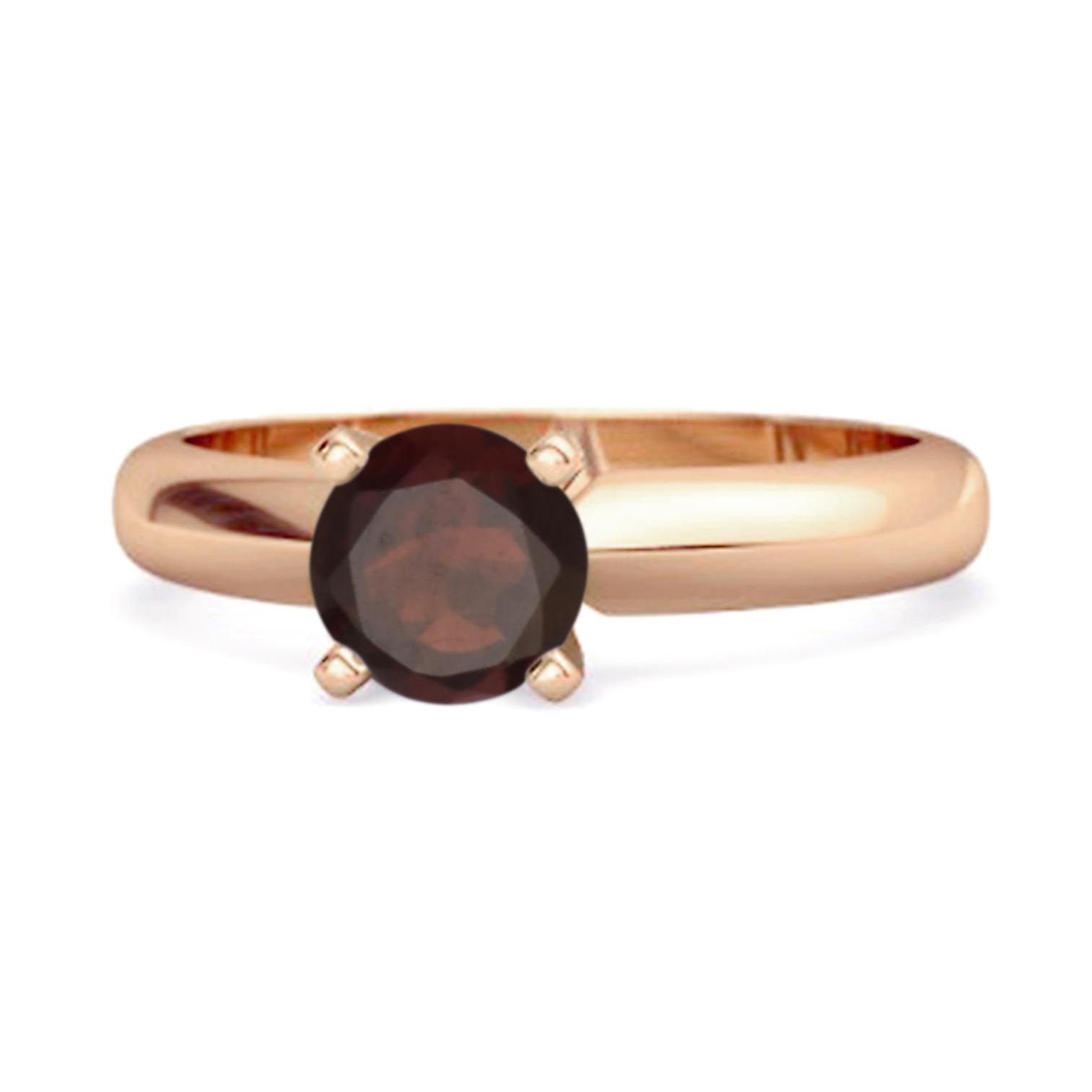 Solitaire 0.25 Cts Brilliant Cut Garnet 925 Sterling Silver Rose Gold Vermeil Promise Ring 10.5