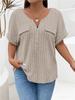 Solid Color Zipper Short Sleeve Casual Pullover T Shirt Women Loose Clothes Fashion Female Tee V-Neck Streetwear Plus Size Tops