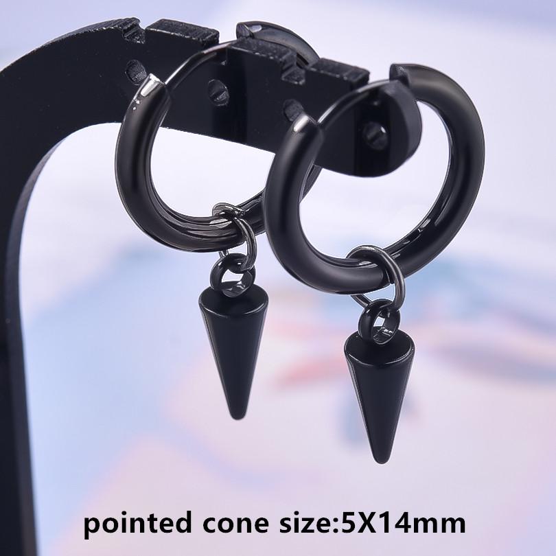 Nicht verblassend Unterschiedliche Länge Spitzkegel Hängeohrringe Edelstahl Runde Creolen für Damen Herren Schmuck Ohrpiercing Geschenk