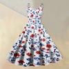 Women's fashionable casual floral print round neck sleeveless dress